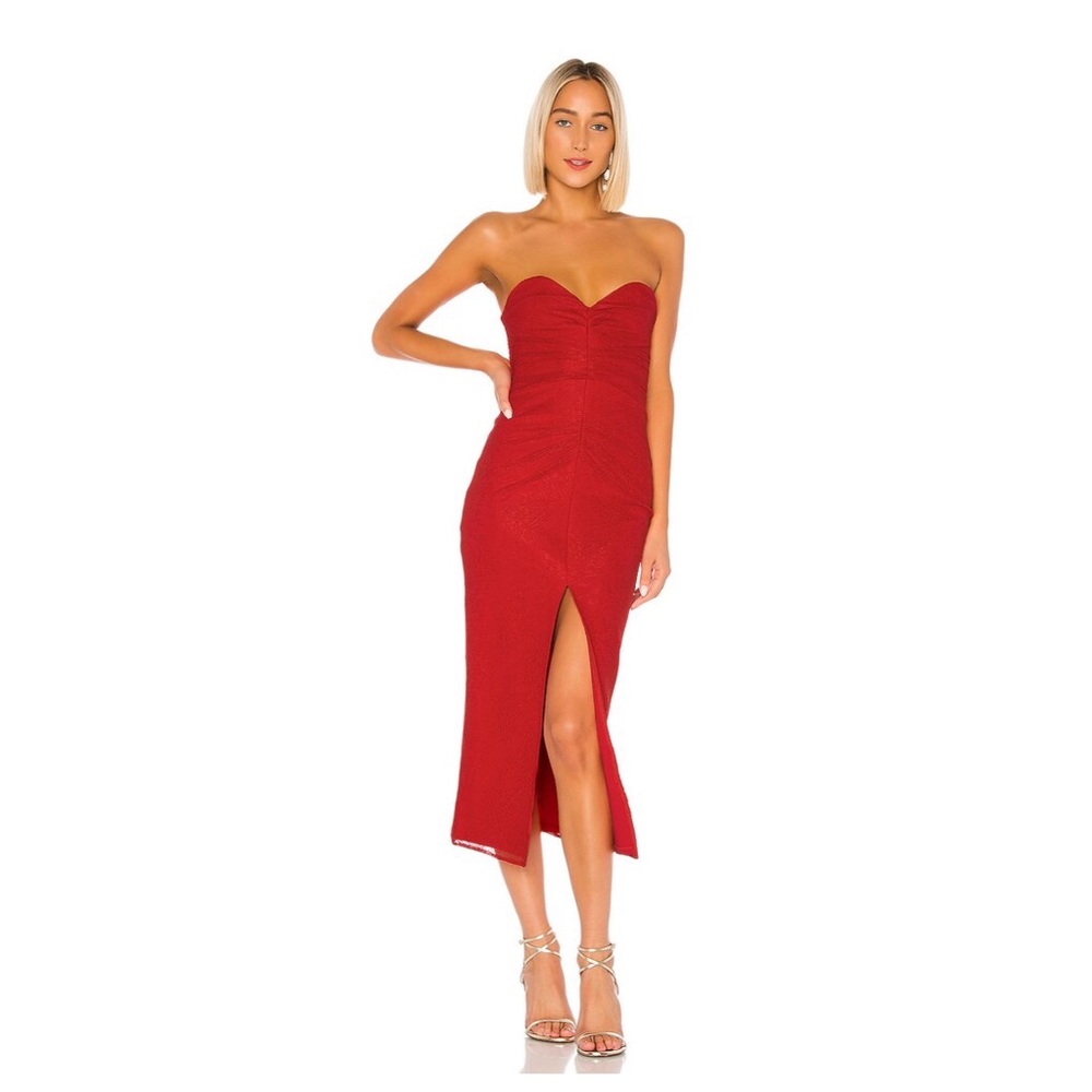 NWT Lovers and Friends Cubales Midi Revolve Red Lace Dress